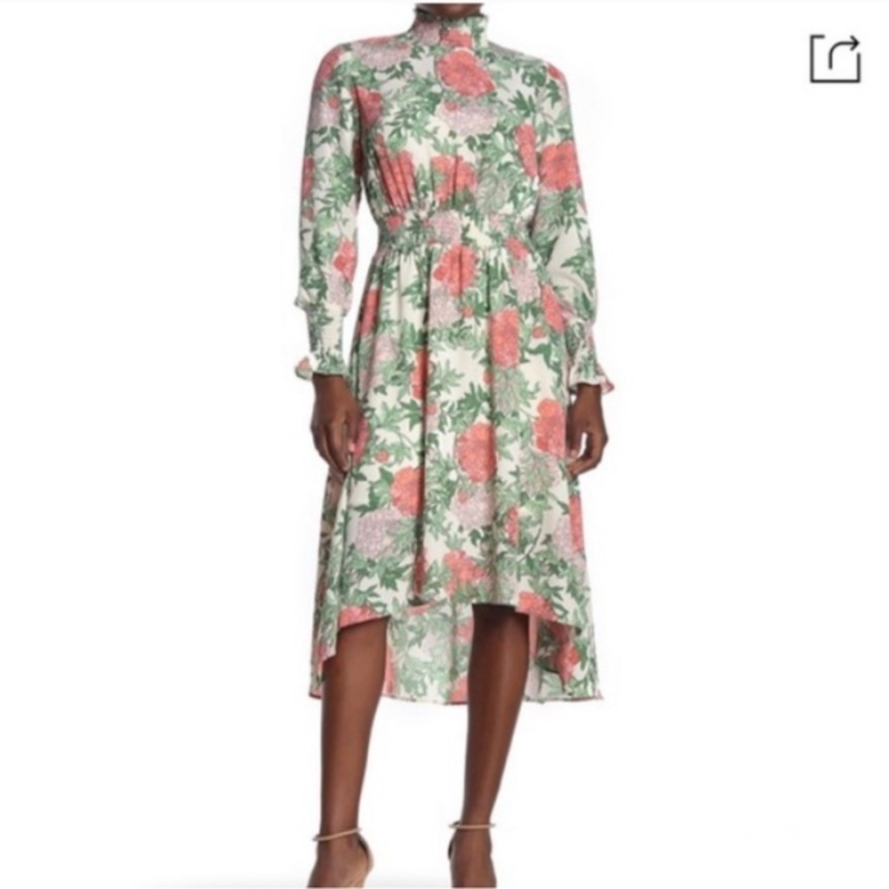 Nanette Lapore High low smocked waist midi dress size 10